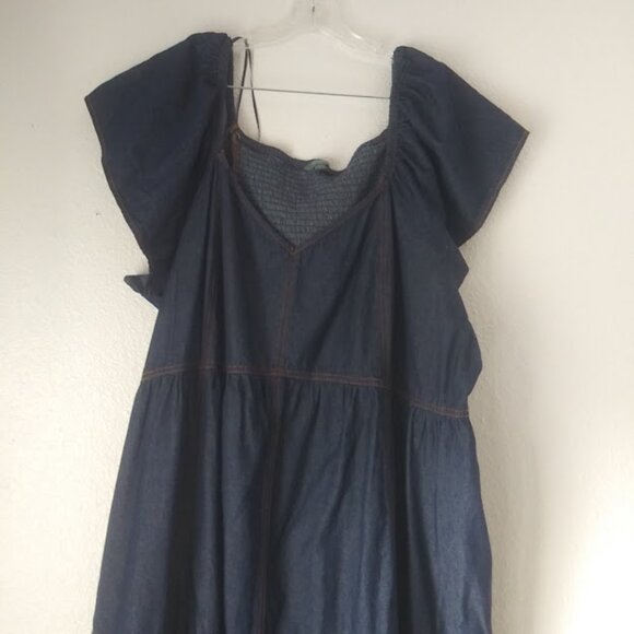 Terra & Sky Jean flutter sleeve midi women's size 4X dress - Picture 2 of 15